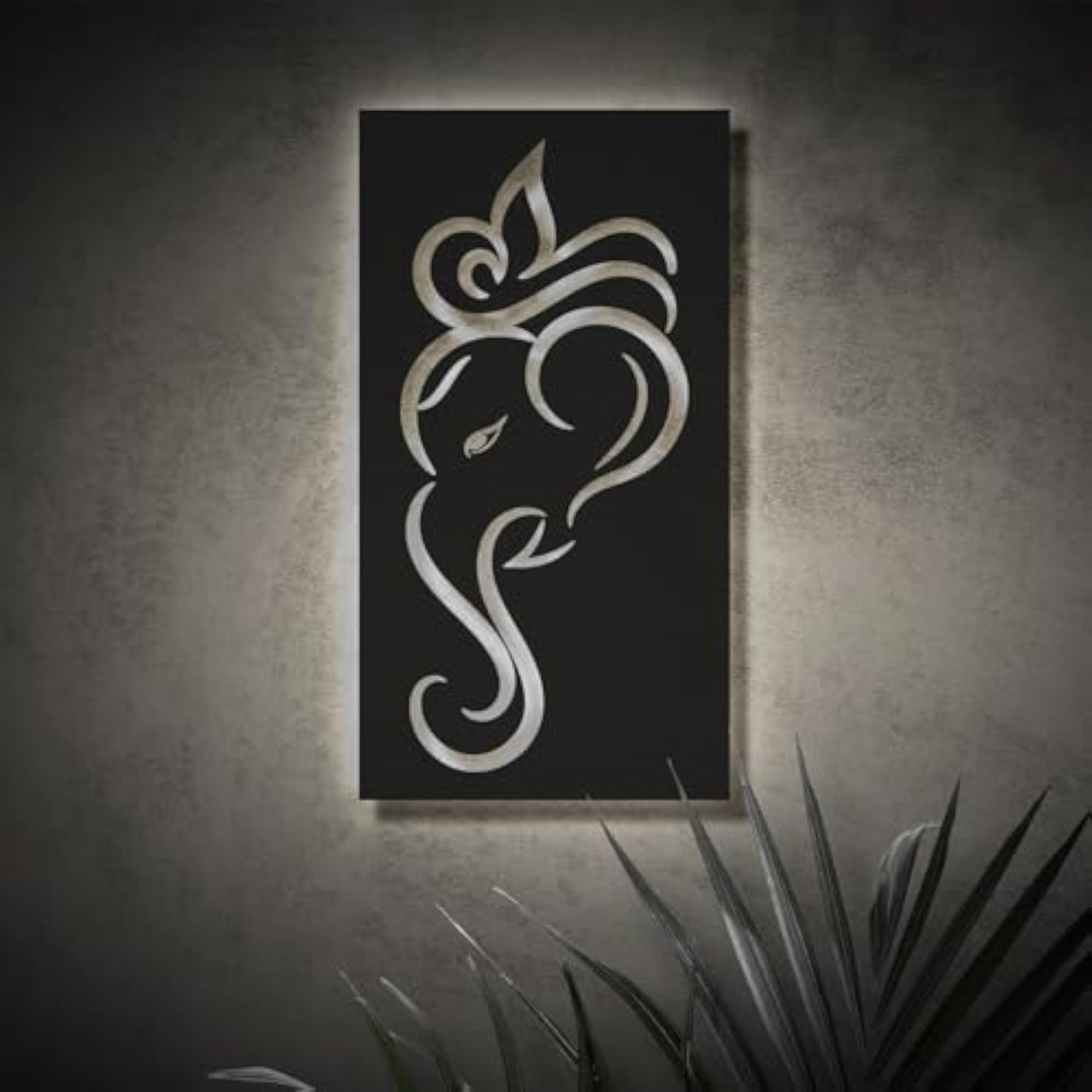 Ganesh ji Wooden Neon Light Backlit Wall Art