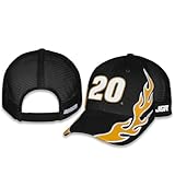 Christopher Bell #20 NASCAR 2025 Adult Flame Snapback Mesh Hat Black