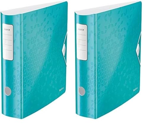 Leitz Qualitäts-Ordner 180° Active WOW, A4, Breit, Abgerundeter Rücken, 8,2 cm breit, Gummibandverschluss, Leichtes Polyfoam, Plastik-Ordner, WOW Serie, Eisblau, 11060051 (Packung mit 2)