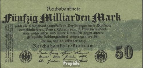Billet 50 milliards Mark 1923 Empire Allemand Rosenbg 122a vert pour album collection