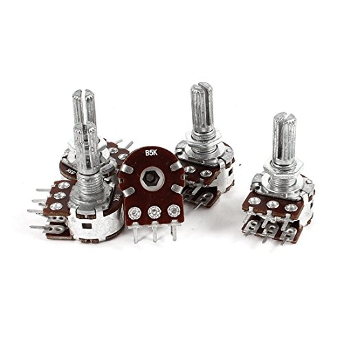 Aexit 5 Pcs Variable Resistors 5K Ohm B5K 6 Pins Single Linear Taper Potentiometers Rotary Potentiometer