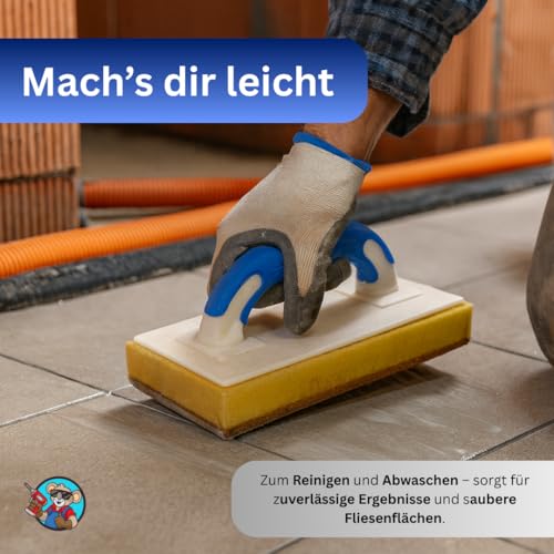Werkfit Profi Fliesenwaschbrett 280×140×30 mm – Profi HYDRO Schwammbrett - Fliesenschwamm - Fliesenleger Werkzeug (Hydro Softgriff)