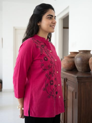 Image of Naixa Women's Pink Cotton Printed Straight Kurta with Pant and Dupatta Set