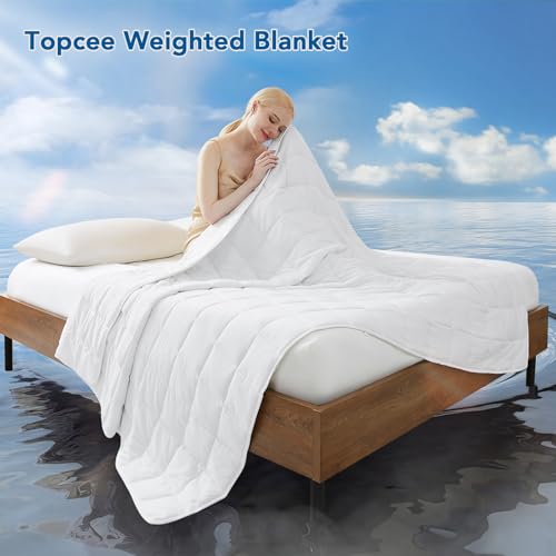 Topcee Weighted Blanket (25lbs 88"x104" Cal King Size) Soft Cooling Heavy Blanket Sleeping, Apply to 240-260 lbs Body, Thick Breathable Blanket with Glass Bead, Easy Care