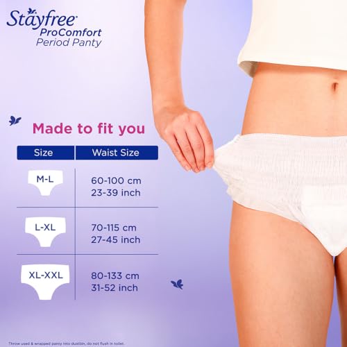 Image of Stayfree ProComfort Period Panty for Women | Disposable Period Pants Pack of 5, M - L | Air Soft Cover | 360 Leakage Protection for Heavy Flow| Snug Fit | Odour Control