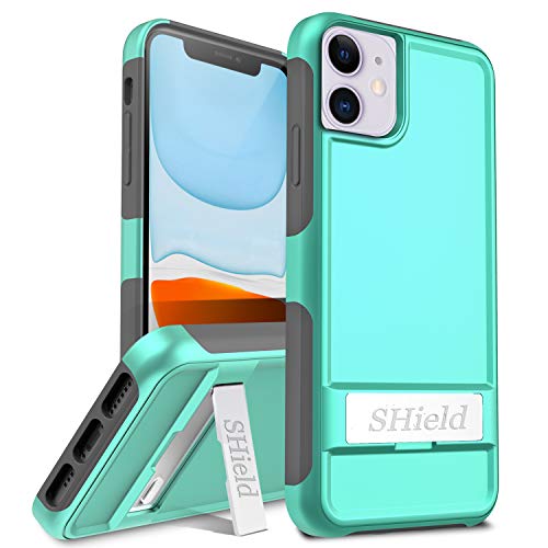 OTOONE iPhone 11 case, 6.1nch 2019[Horizontal Stand] Dual Layers Shockproof with Rugged PC and Soft Silicon Bumper Protective Phone Cover (Turquoise)