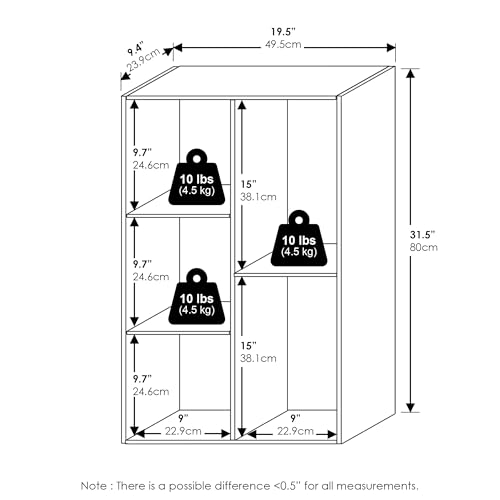 image for Furinno LUDER Book Shelf, 5-Cube Bookshelf, Reversible Bookcase, 9.4 x