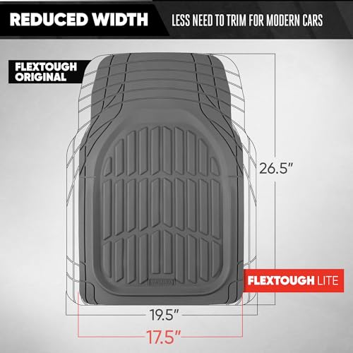 Image of Motor Trend FlexTough LITE Rubber Car Mats Full Set - All Weather Floor Mats for Trucks, Cars & SUVs - Automotive Waterproof Gray Car Floor Mats for Cars Interior Accessories Universal Trim-to-Fit