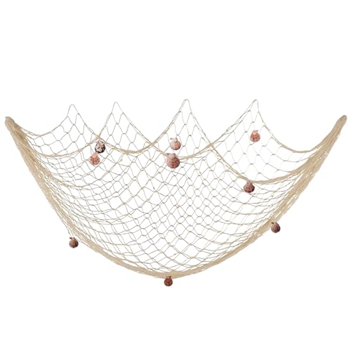 Fischernetz Deko 1m x 2m Fischernetz Dekoration mit Muscheln, Mediterranen Stil Netz Deko, Nautisches Fischnetz Wandbehänge für Zuhause,...