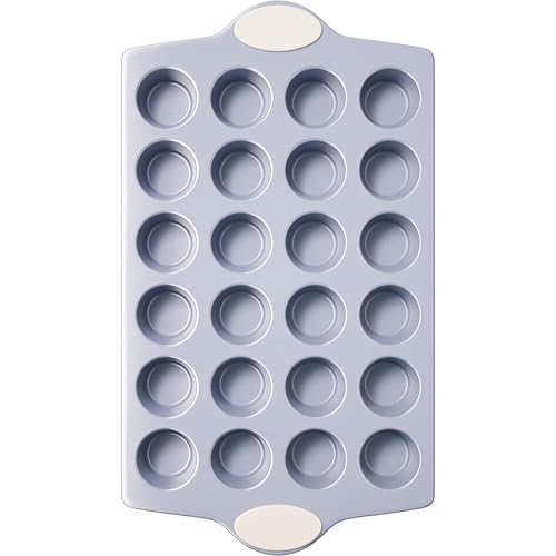 BRONYPRO 24-Cup Ceramic Nonstick Mini Muffin Pan & Cupcake Tin Cream White
