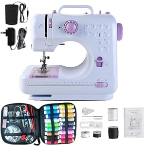Sewing Machine For Beginners, Mini Sewing Machines, Included 2 Speed Foot Pedal, Portable Sewing Machines With 12 Built-In Stitch Patterns, (With Basic Sewing Kit)