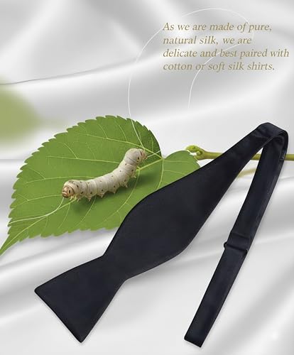 Image of 100% Silk Mens Bowtie Self Tie Bow Tie Bowtie Tuxedo Wedding Solid Color Formal Bow Ties for Man Many Colors