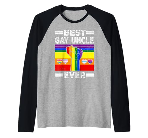 Best Gay Uncle Ever LGBTQ Rainbow Flag LGBT Pride Month Manche Raglan