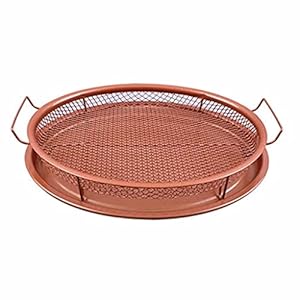 Cute Mesh Baking Tray Non-Stick Round Baking Pan Chips Crisping Basket Microwave Oven Copper Baking Tray BBQ Tray Baking Tool