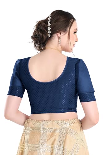 Image of FINESTFIT Stay On Trend Fashion 100% Cotton Readymade Blouses for Women,Round Neckline with Organza Balloon Sleeves.