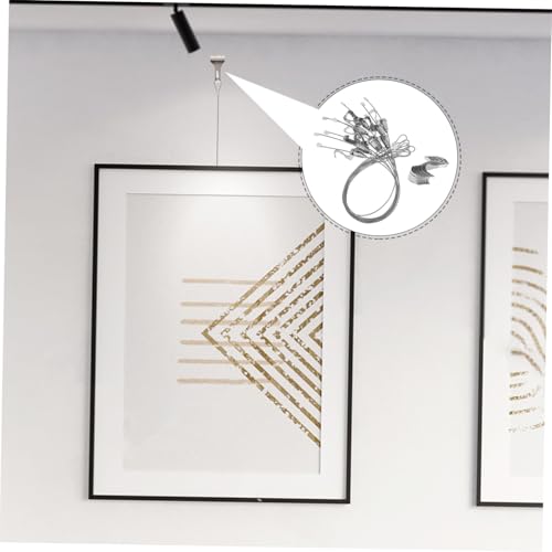 Image of 10 Sets Picture Rail Hook Double Sided Tape Picture Hanging Hardware Tin Wire Clothes Hanger Connector Hooks Garage Door Cable Exhibition Loop Railing Adhesive Hooks Silver Iron /4570