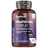 Melatonina 1,9 mg Complex con Magnesio, Vitamina B6, Pasiflora y Manzanilla - 400 Comprimidos de Liberación Prolongada para más de 1 Año de Suministro - Sin Gluten, Apto para Veganos