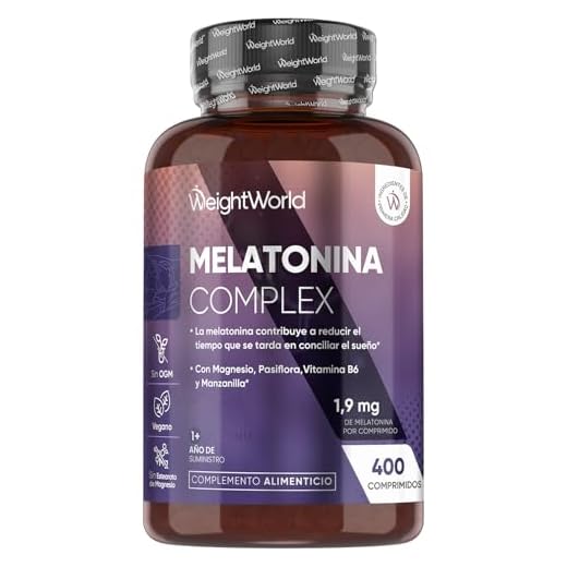 Melatonina 1,9 mg Complex con Magnesio, Vitamina B6, Pasiflora y Manzanilla - 400 Comprimidos de Liberación Prolongada para más de 1 Año de Suministro - Sin Gluten, Apto para Veganos