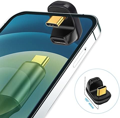 Adapter kątowy USB C 180 stopni, Seminer w kształcie litery U USB C 4.0 męski na żeński, adapter kątowy typu C, złącze transferu danych, kompatybilny z urządzeniami Samsung, MacBook i innymi urządzeniami
