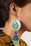 Hermoso diseño: pendientes bohemios con patrón Suzani hechos a mano con bordados y borlas coloridas. Los hilos multicolor hacen que sea fácil de coordinar con cualquier vestido que lleves. Estos pendientes bohemios son divertidos y felices y fáciles de mantener.