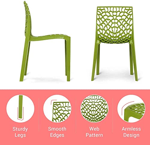 Image of Supreme Web Plastic Chair |Armless Chair for Home, Dining Room Set, Cafe & Outdoor Use |with Weight Bearing Upto 220kgs(Color: Mehandi Green; Pack of 1)