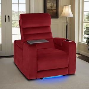 Mcombopowerreclinerchairforlivingroomwithadjustableheadresthometheaterseatingwithswiveltraytableusbtypecportledlightarmreststoragehts555fabricred Urban Country Home Decor Mcombo power recliner chair for living room with adjustable headrest home theater seating with swivel tray table usb type c port led light armrest storage hts555 fabric red urban country home decor