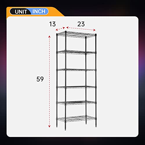 Image of BestOffice Adjustable Wire Shelving Storage Shelves Heavy Duty Shelving Unit for Small Places Kitchen Garage (Black, 13 D x 23 W x 59 H)