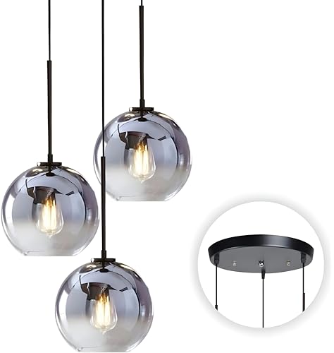 KCO Lighting 3 Pendant Light Fixtures Ceiling Hanging Large Glass Cluster Chandelier Nordic Mercury Glass Pendant Light Modern Cluster Pendant Light Fixture