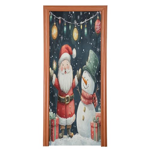 SEHANY Christmas Santa Door Cover Outdoor Decor, High Stretch Fabric Christmas Front Door Cover Christmas Banner Door Cover for Front Door Festive Party Home Decor 35 * 79inch