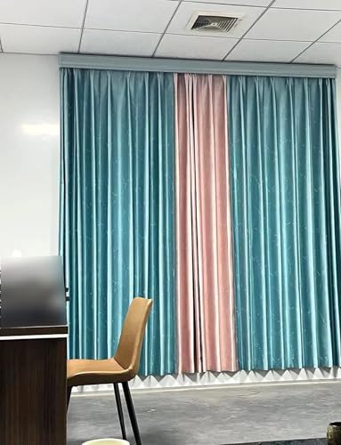 Riel de cortina de 9 pies con cenefa de aluminio azul monovía para pared 8