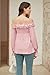 OUGES Women's Maternity Tops Shirts Blouse Off The Shoulder Maternity Clothes Puff Long Sleeve Cotton Blend Stretchy Ruffle Smocked Going Out Elegant Fall Fashion 2025(Pink,XL)