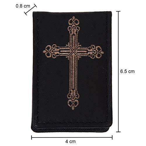 Leatherboss Genuine Leather Design Bifold Money Clip Wallet (Chruch Cross)4