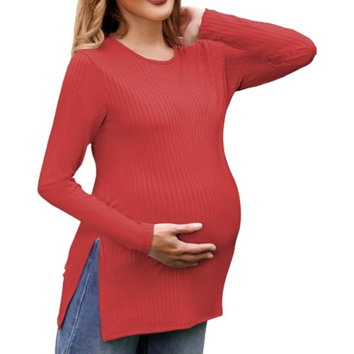 Suéteres negros para maternidad Vestidos Blusa de maternidad Camisetas de maternidad para mujer Top casual de embarazo básico de varios niveles Camisa de manga larga Sudadera de maternidad, Rd1, S