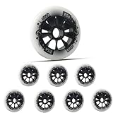 JCCHT PU Rubber Inline Skate Wheels 90mm 100mm 110mm Replacement Speed Skating Inline Wheel Hardness 85A 8-Pack,White Black,110mm