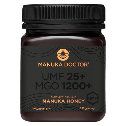 MANUKA DOCTOR - UMF 25+ MGO 1200+ Manuka Honey Premium Quality Monofloral. 100% Pure New Zealand Honey. Certified. Guaranteed. RAW. Non-GMO (250g)