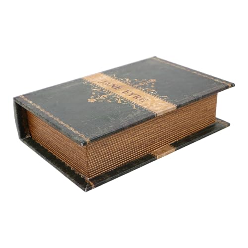 Beavorty Boîte de Rangement de Livre Vintage 19 Cm Faux Livre Décoratif Rétro en Bois pour Bijoux et Petits Objets Organisateur Discret pour Maison, Bureau...