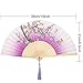 Zonon 4 Pack Handheld Floral Folding Fans Hand Held Silk Bamboo Fans with Tassel Women Hollowed Hand Foldable Fan with Fabric Sleeve for Dancing Wedding Decoration Gifts(Chic)