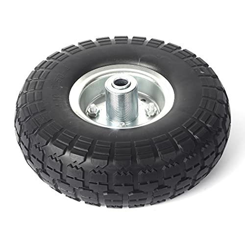 ar-pro 4-pack 10-inch solid rubber tire wheels - replacement 410350-434 flat free tire with 5834 bearings 2234 offset hub - perfect for lawn garden cart hand truck wheelbarrow utility cart