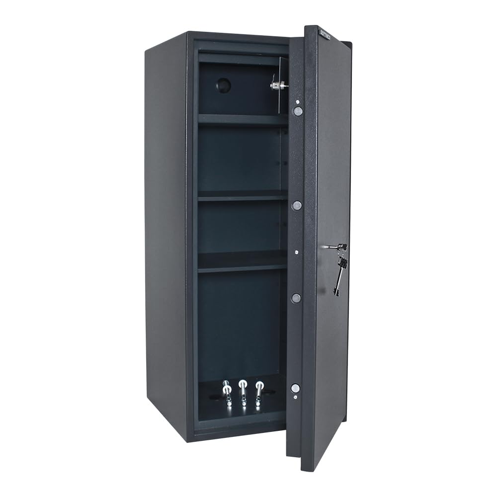Armoire forte Profirst Tau 1000 S2 serrure électronique alimentation de secours construction ignifuge 2 étagères réglables coffre-fort intérieur verrouillable séparément matériel de fixation inclus