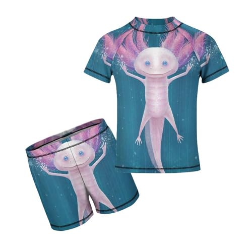 Powerful and Funny AxolotlChildren's Swimsuits Boys Two Piece Suit7-9Y（120cm） - Main Image