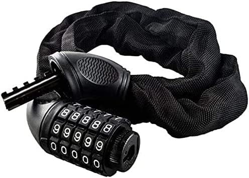 Generico Lucchetto per Bicicletta A Combinazione A Cinque Cifre, Catena in Acciaio Antitaglio, Riavvolgimento Automatico, Lunghezza 90 Cm, Universale per Biciclette E Motociclette (Black 90 cm)