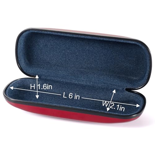Image of Vemiss Hard Shell Glasses Case, Unisex Portable Metal Eyeglass Case (Burgundy)