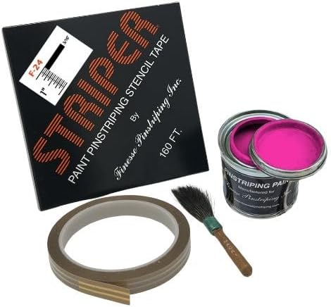 Automotive Pinstriping KIT - Stencil/Brush/Paint - Pinstripe Your Car/Truck Results: 3/16 inch Stripe (Magenta, 42 Foot roll)