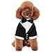 Kuoser Dog Shirt Puppy Pet Small Dog Clothes, Stylish Suit Bow Tie Costume, Wedding Shirt Formal Tuxedo with Black Tie, Dog Prince Wedding Bow Tie Suit,XL