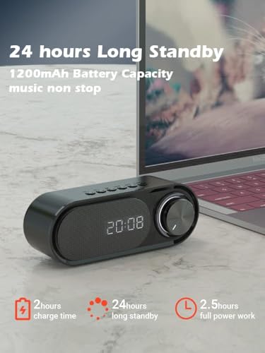 Image of Digital Alarm Clock with Bluetooth Speaker LED Display Dual Alarm USB Charging Port Snooze Function Portable Music Clock for Bedroom Office & Travel with Long Standby Time (Medium)