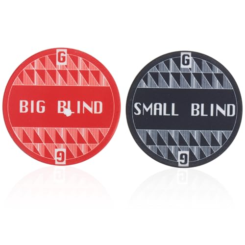 ERINGOGO Blind Betting Chips 2Pcs Large Small Blind Poker Markers 1.69 Inch Diameter Game Tokens for Texas Hold Tournaments and Poker Night