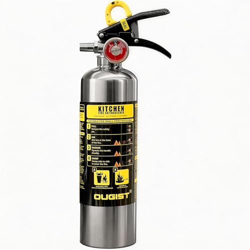 Ougist class K fire extinguisher, 40 fl oz Wet Chemical, Quick-Pull Handle, kitchen fire extinguisher for Grease Fires, built for daily peace of mind