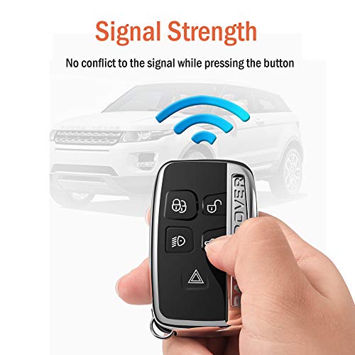 Intermerge Key Fob Cover for Range Rover Evoque Velar Sport Discovery Freelander2 LR4 Land Rover Sport and Jaguar XF XJ XE F-PACE F-TYPE 5-Buttons,Premium Soft TPU Protective Key Fob Case,Blue