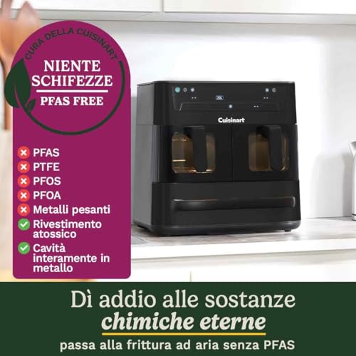 Image of Cuisinart Tri Zone Air fryer and oven 13.6 L | PFAS free | 3 zones: 2x4.3L+5L | 9 functions: airfry, roast, grill, oven, reheat, dehydrate, pizza, bread, manual | Black Window