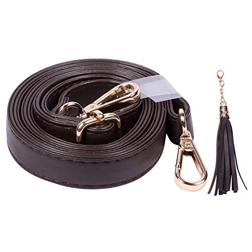 Beaulegan Purse Strap Replacement - Full Grain Microfiber Leather - 59 Inch Long Adjustable for Crossbody Shoulder Bag - 0.7 Inch Wide, Dark Brown Gold